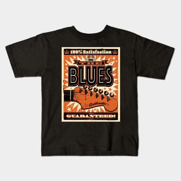 Bold Retro Style Blues Poster Kids T-Shirt by wickedpretty